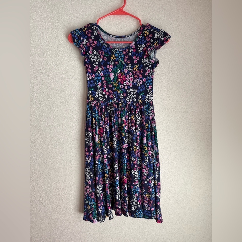 Posh Peanut Bamboo Soft Floral Kids Dress - Blue and Pink size 10Y
